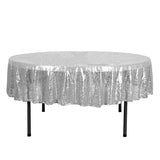 90" Silver Glitz Sequin Round Tablecloth