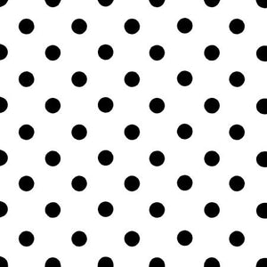 Small Black Dots on White Poly Cotton Fabric