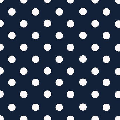 Small White Dots on Navy Poly Cotton Fabric