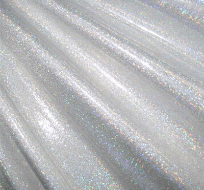 Silver White Hologram Mini Dots Spandex Fabric