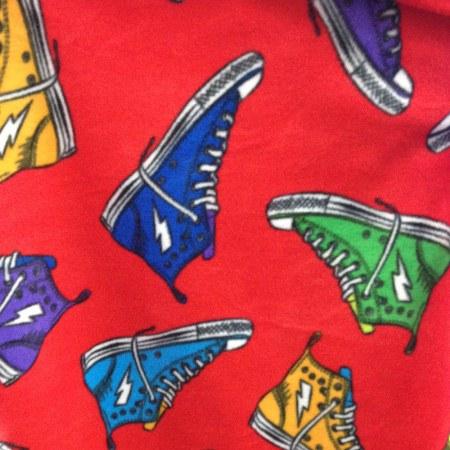 Sneaker Shoes on Red Anti Pill Premium Fleece Fabric