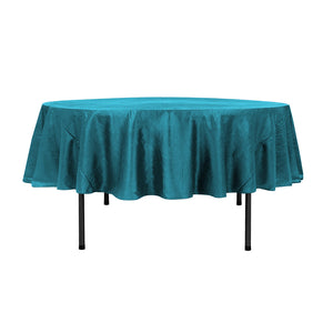 90" Teal Crinkle Crushed Taffeta Round Tablecloth