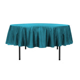 90" Teal Crinkle Crushed Taffeta Round Tablecloth