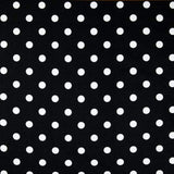 1/2" Half inches White Polka Dot on Black Poly Cotton Fabric
