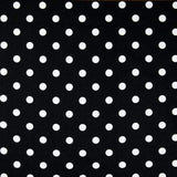 1" One inches White Polka Dot on Black Poly Cotton Fabric