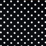 1" One inches White Polka Dot on Black Poly Cotton Fabric