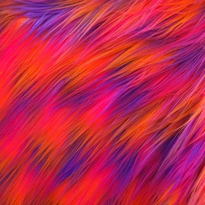 Orange Lavender Fuchsia Shaggy Versicolor Purple Faux Fur Fabric