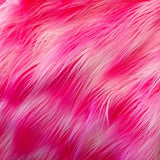 Hot Pink White Shaggy Versicolor Faux Fur Fabric