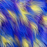 Blue Purple Yellow Shaggy Versicolor Faux Fur Fabric