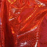 Red Nuevo Viper Cobra Snake Holographic Embossed Iridescent Vinyl Fabric