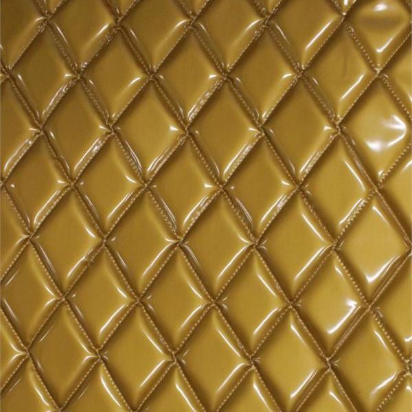 Gold Glossy Quilted Vinyl Fabrics