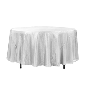 108" White Crinkle Crushed Taffeta Round Tablecloth