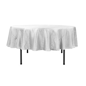 90" White Crinkle Crushed Taffeta Round Tablecloth