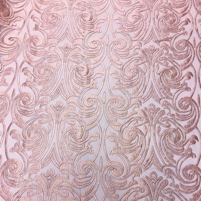 Dusty Rose Embroidered Mesh Lace Fabric