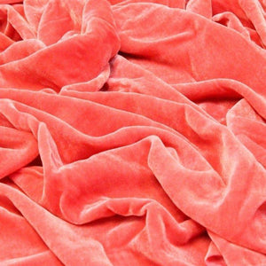 Coral Silk Velvet Fabric