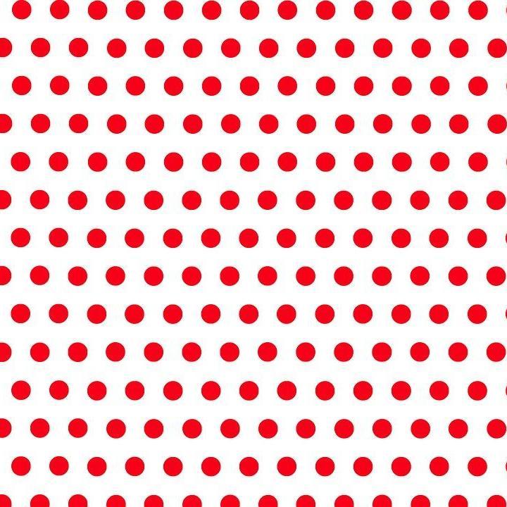 1" One Inch Red Dots on White Poly Cotton Fabric