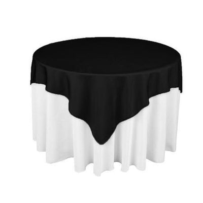 Black Square Polyester Overlay Tablecloth 85