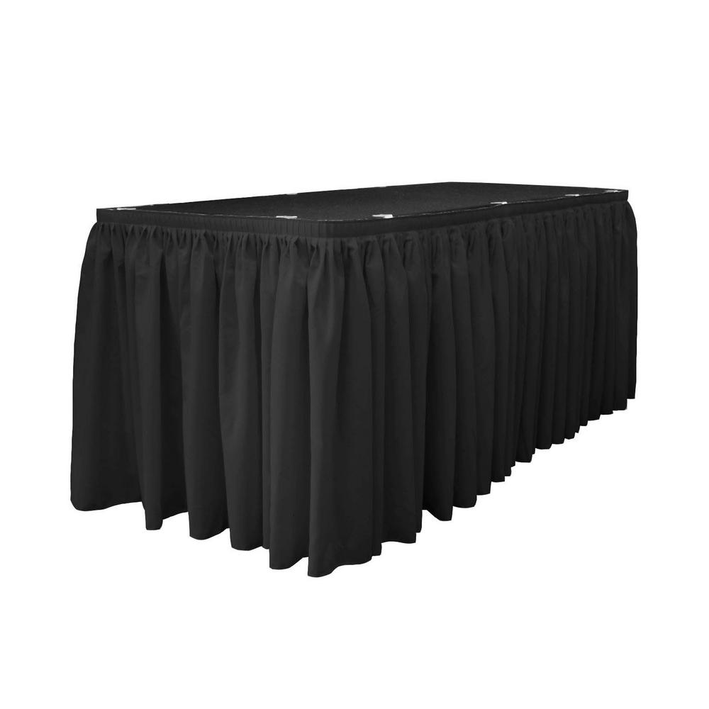 14 Ft. x 29 in. Black Accordion Pleat Polyester Table Skirt