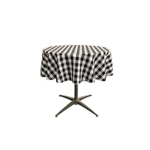 51" White Black Checkered Polyester Round Tablecloth
