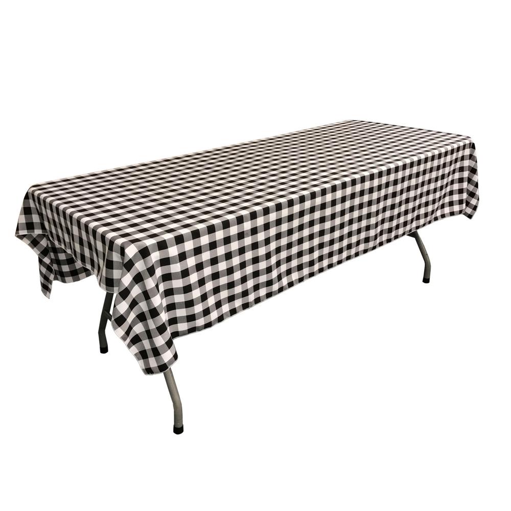 Black Gingham Checkered Polyester Rectangular Tablecloth 60" x 108"