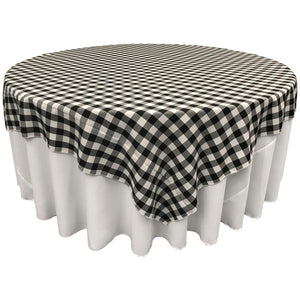 Black White Checkered Square Overlay Tablecloth Polyester 85" x 85"