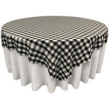 Black White Checkered Square Overlay Tablecloth Polyester 72" x 72"