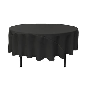 90" Black Polyester Round Tablecloth