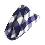 (12 / Pack) White Royal Blue 18" Checkered Polyester Napkin