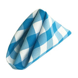 (12 / Pack) White Turquoise 18" Checkered Polyester Napkin