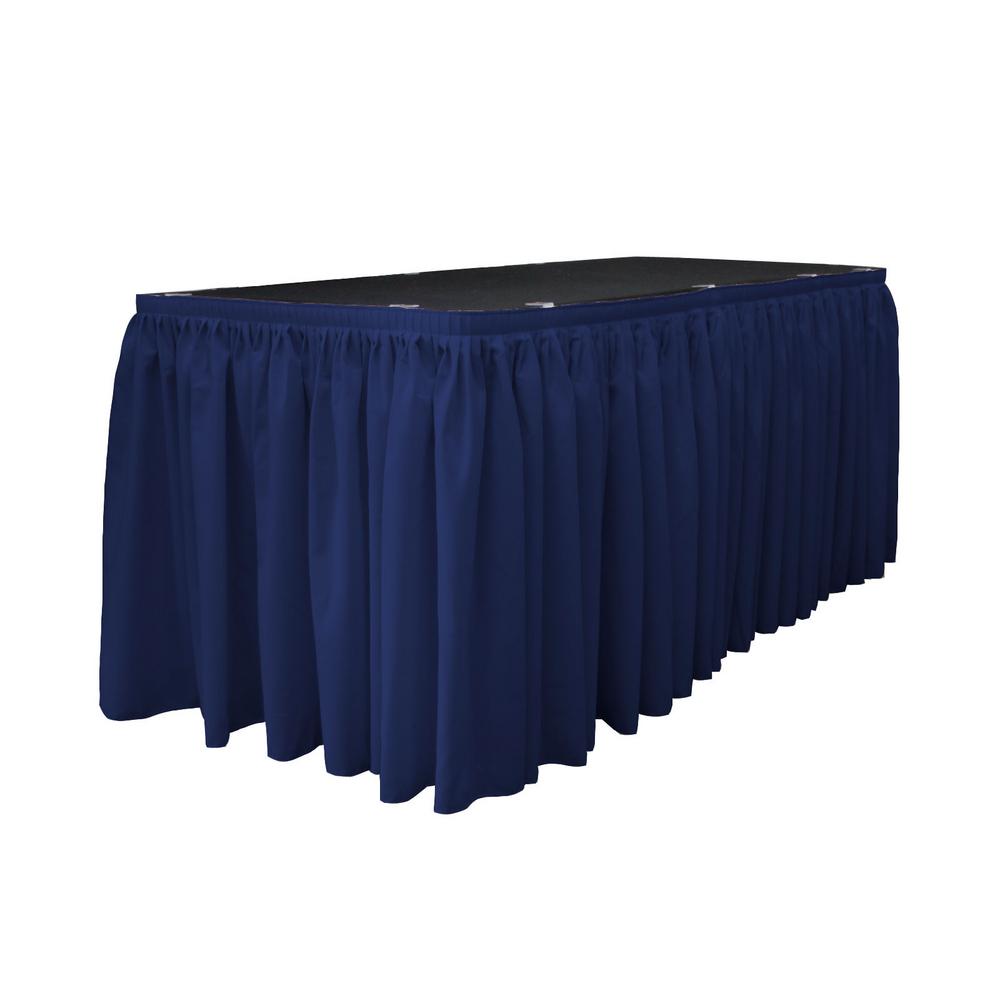 14 Ft. x 29 in. Navy Blue Accordion Pleat Polyester Table Skirt