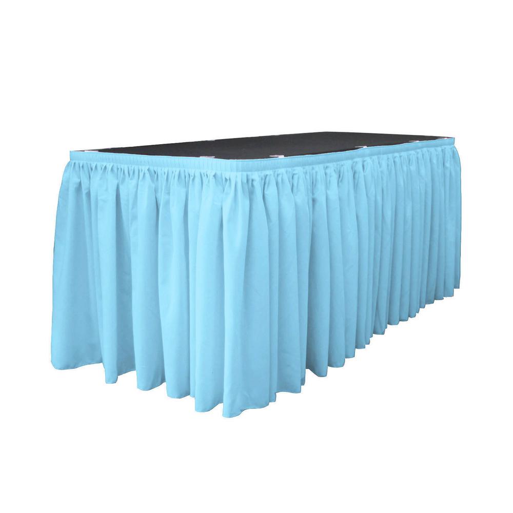 14 Ft. x 29 in. Light Turquoise Accordion Pleat Polyester Table Skirt