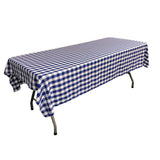 White Royal Gingham Checkered Polyester Rectangular Tablecloth 90" x 156"