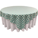 White Mint Checkered Square Overlay Tablecloth Polyester 60" x 60"