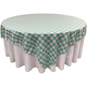 White Mint Checkered Square Overlay Tablecloth Polyester 72" x 72"