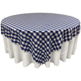Blue White Checkered Square Overlay Tablecloth Polyester 60" x 60"