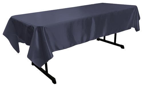 Navy Blue Bridal Satin Rectangular Tablecloth 60 x 126"