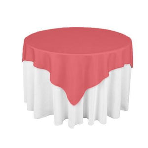 Coral Square Polyester Overlay Tablecloth 72" x 72"