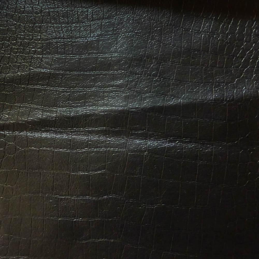 Black Crocodile 100% PU Soft Skin Faux Leather Vinyl Fabric