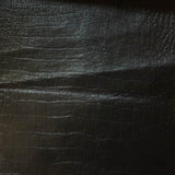 Black Crocodile 100% PU Soft Skin Faux Leather Vinyl Fabric / 40 Yards Roll