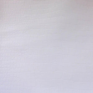 White Crocodile 100% PU Soft Skin Faux Leather Vinyl Fabric / 40 Yards Roll