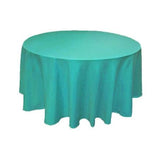 Turquoise 100% Polyester Round Tablecloth 108"