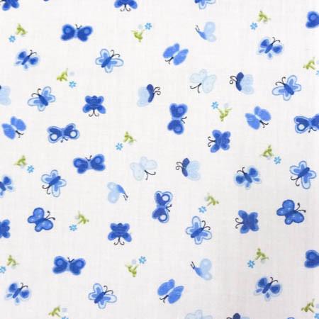 Blue Mini Butterfly Poly Cotton Fabric
