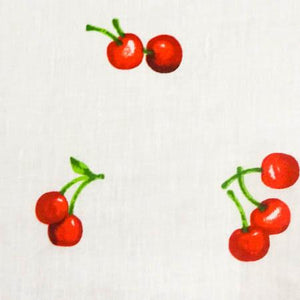 Cherry Toss White Poly Cotton Fabric