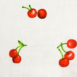 Cherry Toss White Poly Cotton Fabric