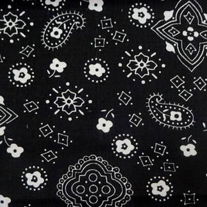 Black Paisley Bandana Poly Cotton Fabric