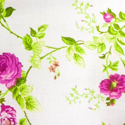 Magenta Floral Rose Poly Cotton Fabric