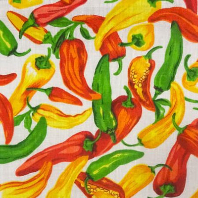 Pepper Vegetable White Poly Cotton Fabric