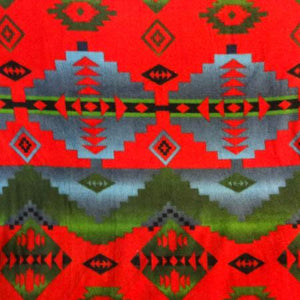 Navajo Indian Native American Deep Red and Olive Indian Print Anti Pill Fleece Fabric