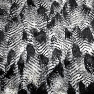 Black White Faux Feathered Fur Fabric