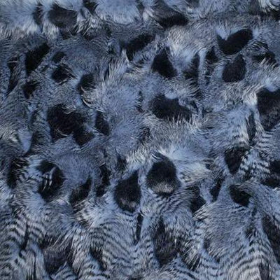 Blue Faux Feathered Fur Fabric